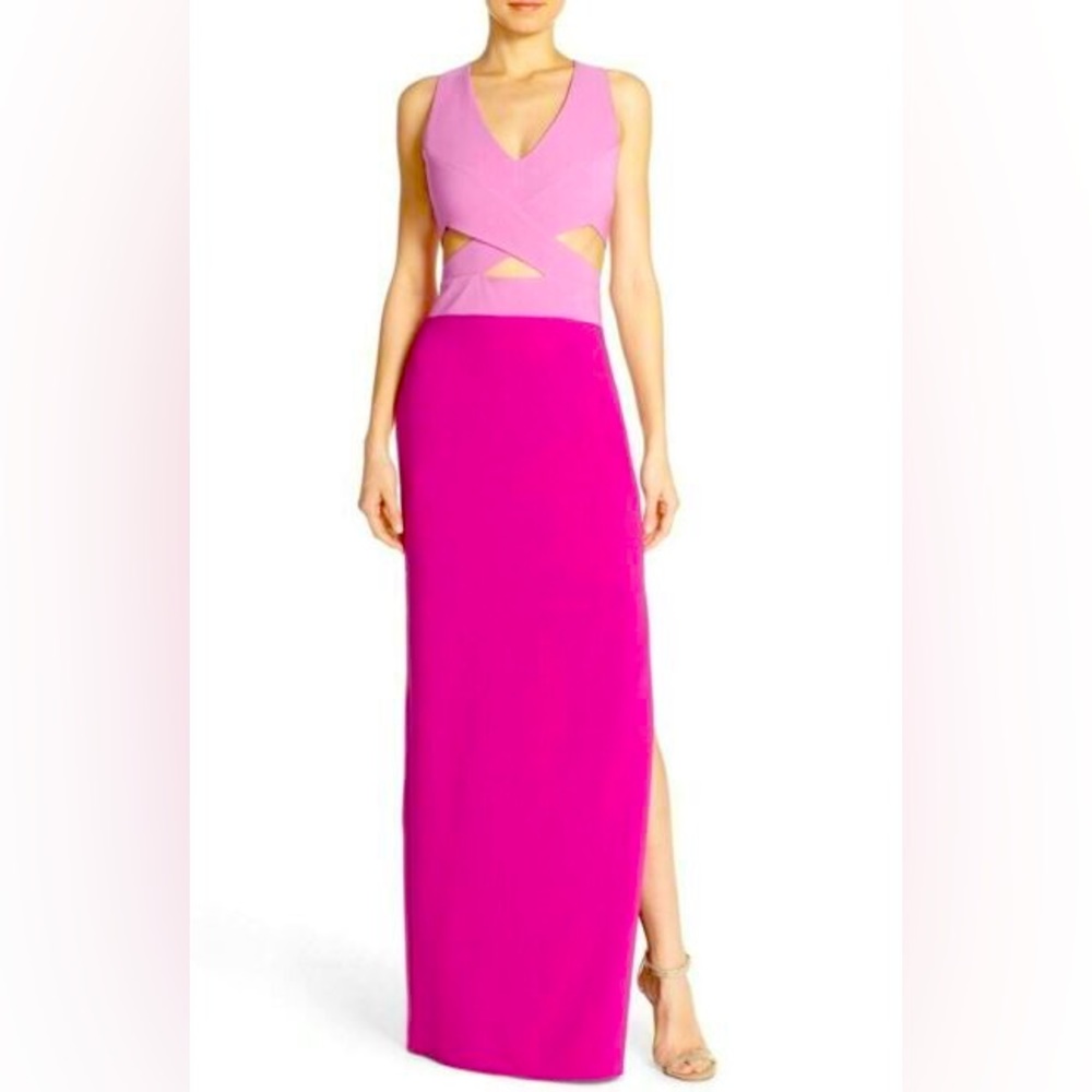 Maria Bianca Nero Cutout Colorblock Dress Gown Pink/Red - Size 6